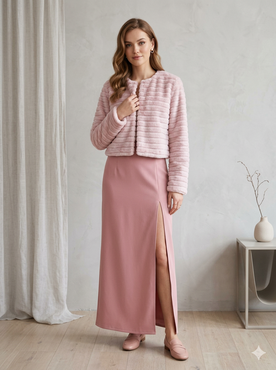 Chaqueta peluda Rosado 1 Chaqueta peluda Rosado