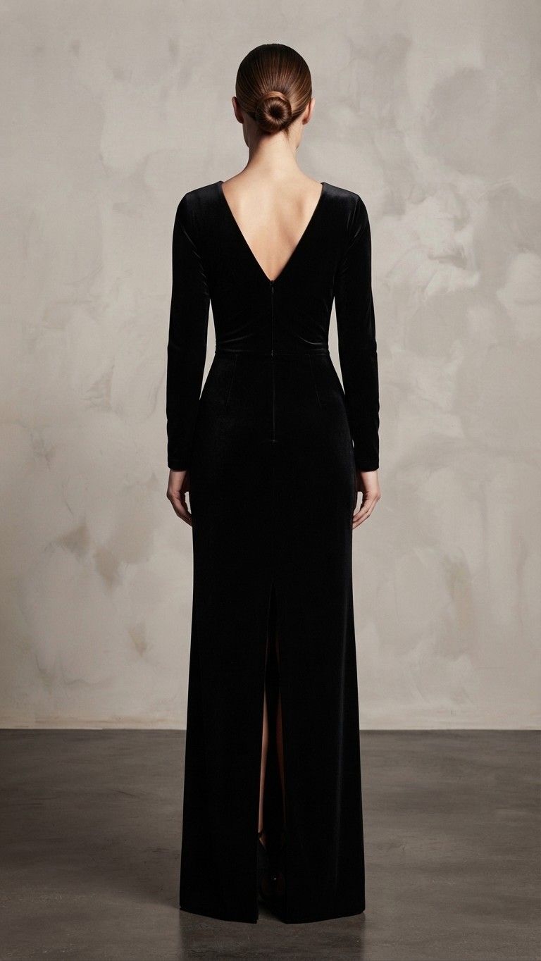 Vestido de Terciopelo Negro Elegance 2 Vestido de Terciopelo Negro Elegance - Imagen 2