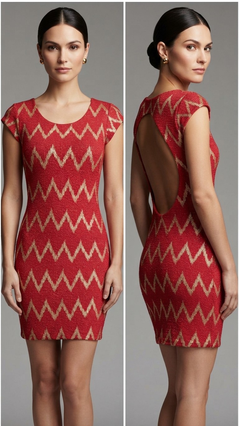 Vestido Minidress Geométrico Zig-Zag 1 Vestido Minidress Geométrico Zig-Zag