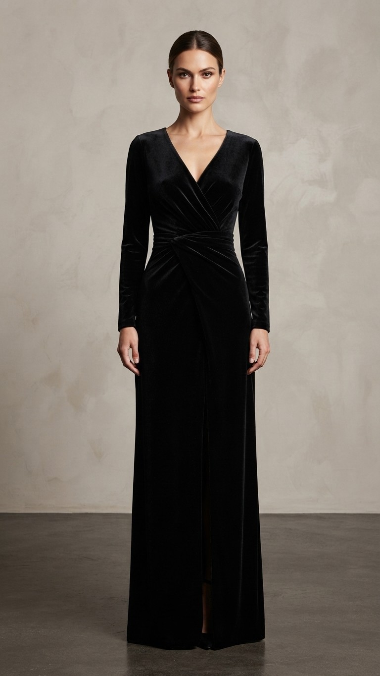 Vestido de Terciopelo Negro Elegance 1 Vestido de Terciopelo Negro Elegance